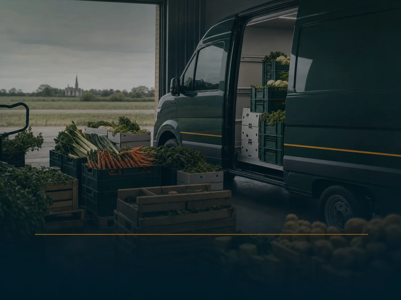 Branded Cockrams-style produce logistics loading scene